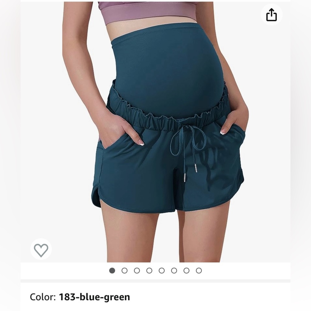 Maacie Maternity High Waist Shorts Drawstring Workout Shorts with Pockets